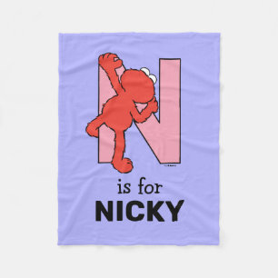 Elmo Alphabet N Rosa Fleecedecke