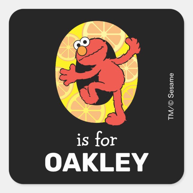 Elmo Alphabet | O Orange Quadratischer Aufkleber (Vorderseite)