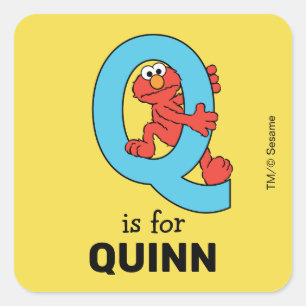 Elmo Alphabet Q Blau Quadratischer Aufkleber