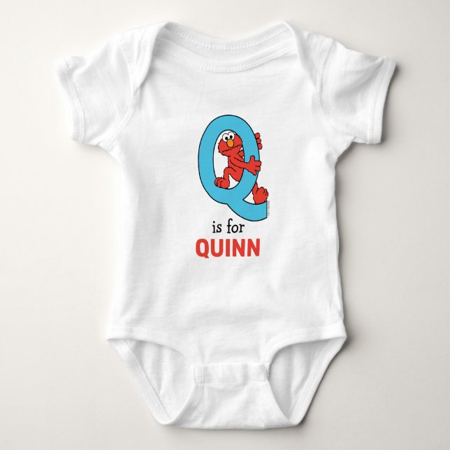 Elmo Alphabet | Q Blue Baby Strampler (Vorderseite)