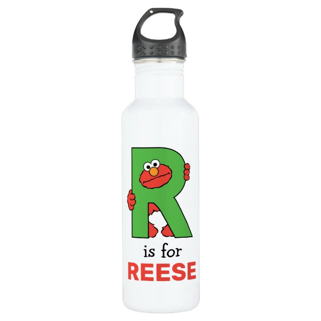 Elmo Alphabet | R Green Edelstahlflasche (Vorderseite)