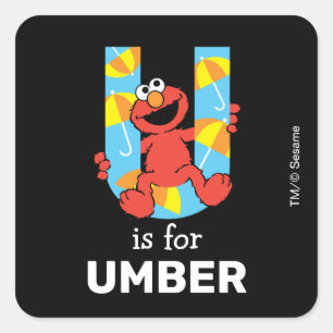 Elmo Alphabet U Umbrella Quadratischer Aufkleber
