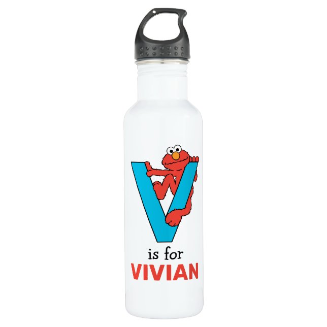Elmo Alphabet | V Blau Edelstahlflasche (Vorderseite)