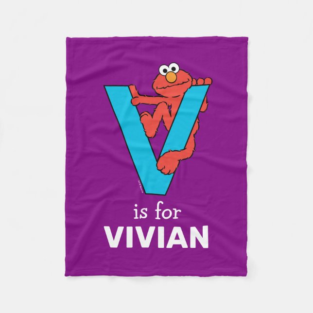 Elmo Alphabet | V Blau Fleecedecke (Vorderseite)