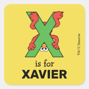 Elmo Alphabet X grün Quadratischer Aufkleber