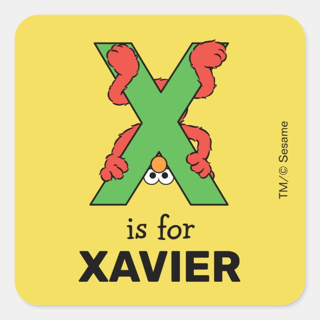 Elmo Alphabet | X grün Quadratischer Aufkleber (Vorderseite)