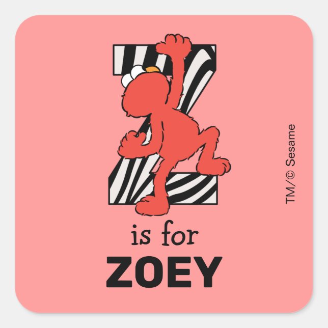 Elmo Alphabet | Z Zebra Quadratischer Aufkleber (Vorderseite)
