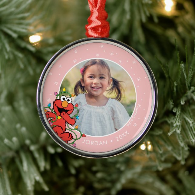 Elmo Christmas Lights | Personalisierter Name und  Ornament Aus Metall (Baum)