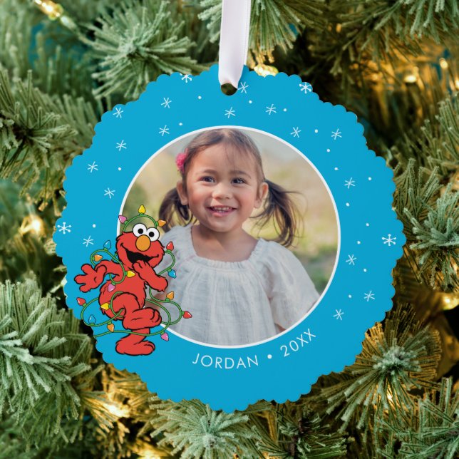 Elmo Christmas Lights | Personalisierter Name und  Ornament Karte (Insitu (Baum))