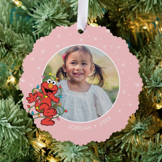 Elmo Christmas Lights | Personalisierter Name und  Ornament Karte (Insitu (Baum))