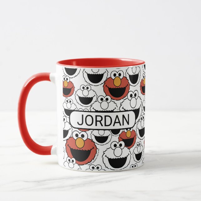 Elmo Color Pop Face Pattern Tasse (Links)