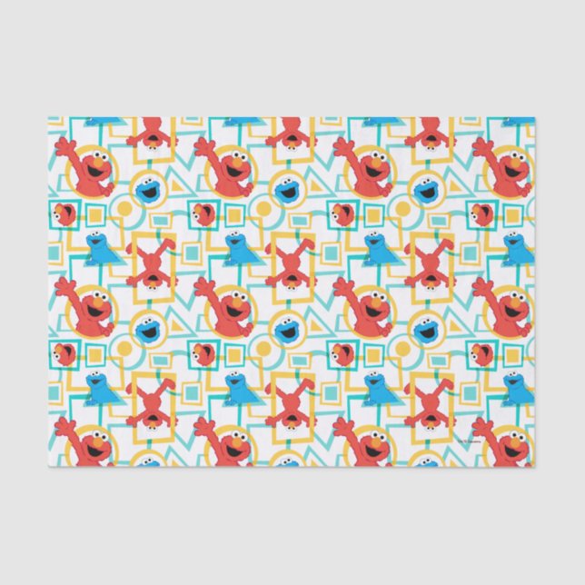 Elmo & Cookie Monster Fun Formen Muster Seidenpapier (Vorderseite)
