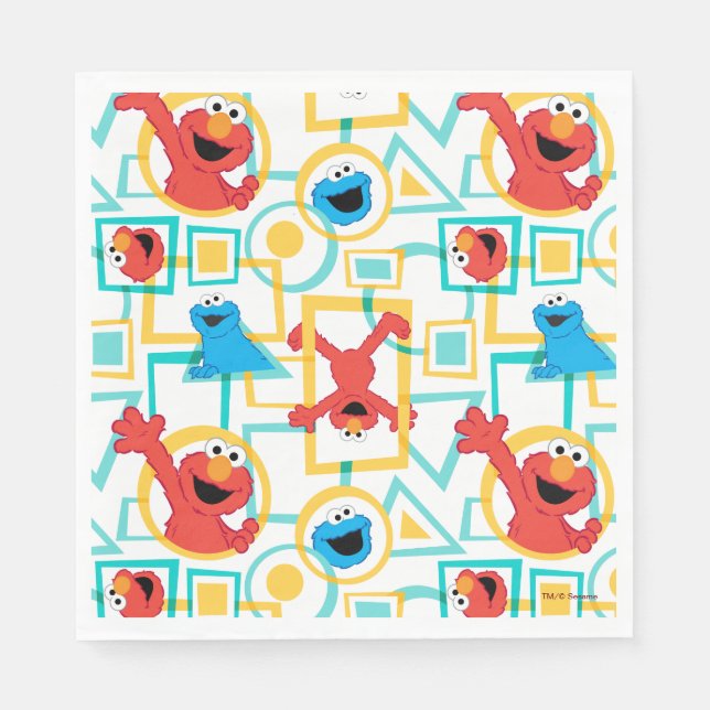 Elmo & Cookie Monster Fun Formen Muster Serviette (Vorderseite)