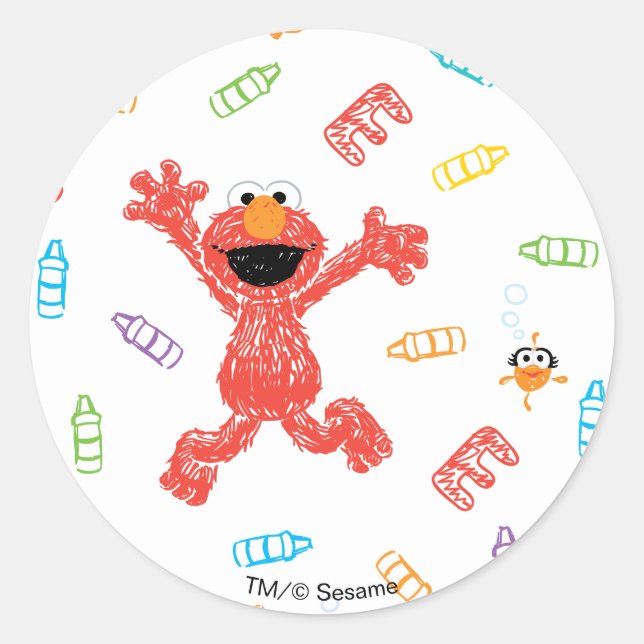 Elmo Crayon Pattern Runder Aufkleber (Vorderseite)