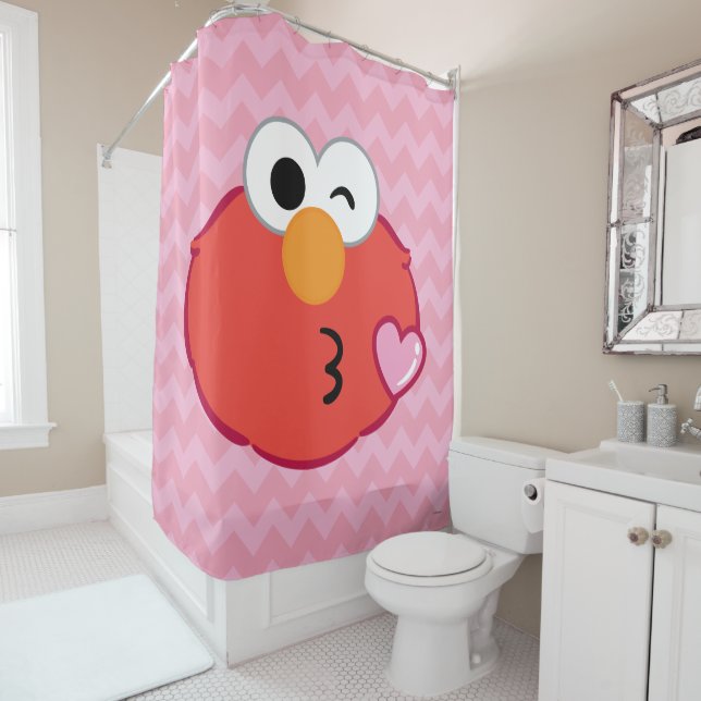 Elmo Face, der einen Kuss wirft Duschvorhang (Beispiel)