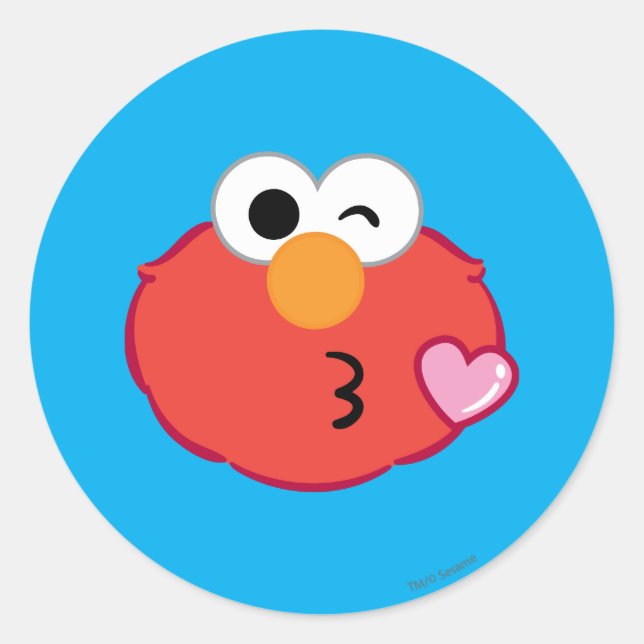 Elmo Face, der einen Kuss wirft Runder Aufkleber (Vorderseite)