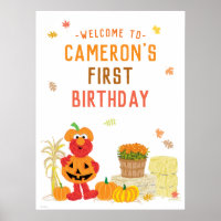 Elmo Fall Pumpkin erstes Geburtstagszeichen