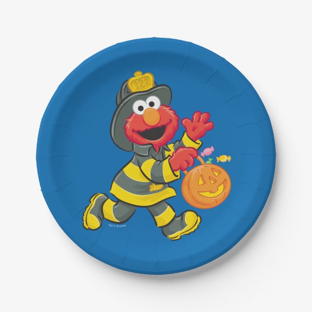 Elmo | Fireman Costume Pappteller (Vorderseite)