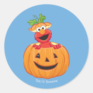 Elmo Halloween-Kürbis Runder Aufkleber
