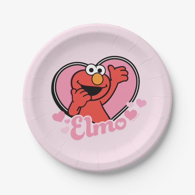 Elmo im Herzen Valentine Pappteller (Vorderseite)