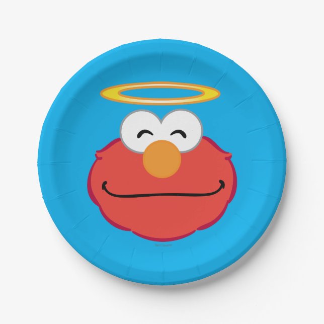 Elmo lächelnd Gesicht mit Halo Pappteller (Vorderseite)