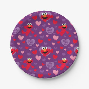 Elmo Lieben You Valentine's Day Pattern Pappteller