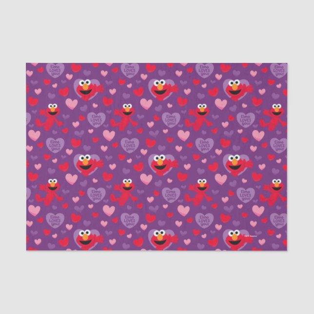 Elmo Lieben You Valentine's Day Pattern Seidenpapier (Vorderseite)