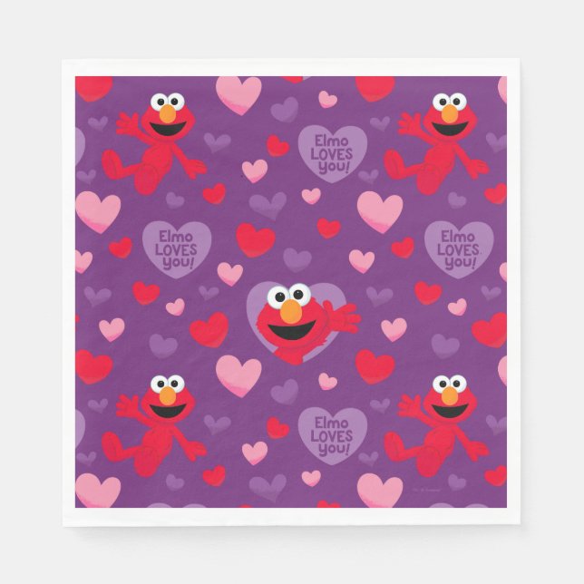 Elmo Lieben You Valentine's Day Pattern Serviette (Vorderseite)
