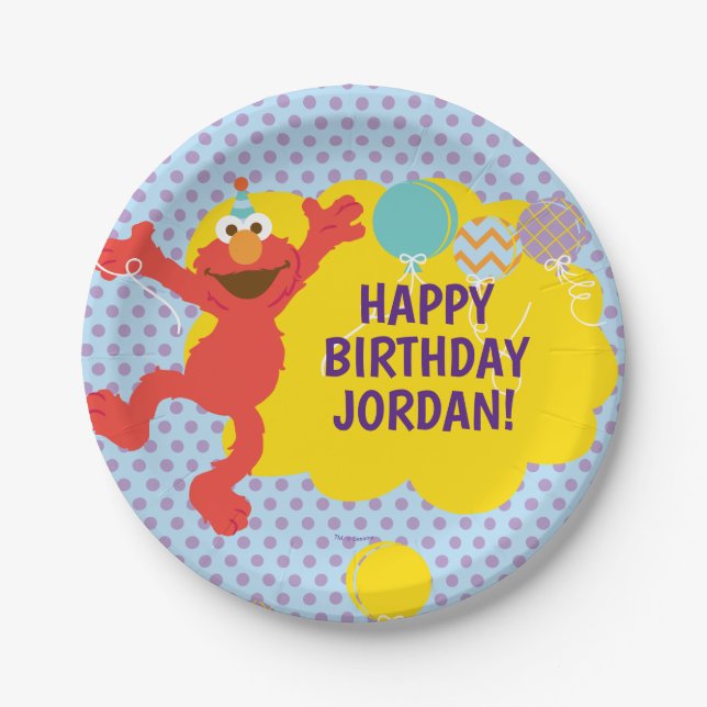 Elmo mit Party Balloons Muster Pappteller (Vorderseite)