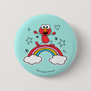 Elmo Rainbow Doodley Graphic Button