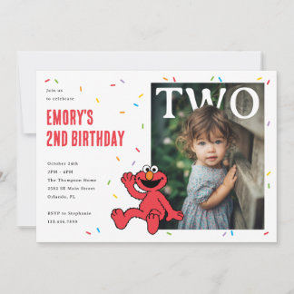 Elmo Rot Konfetti Zweiter Geburtstag Einladung