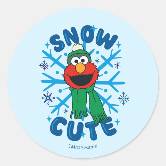 Elmo Schnee Cute Runder Aufkleber (Vorderseite)