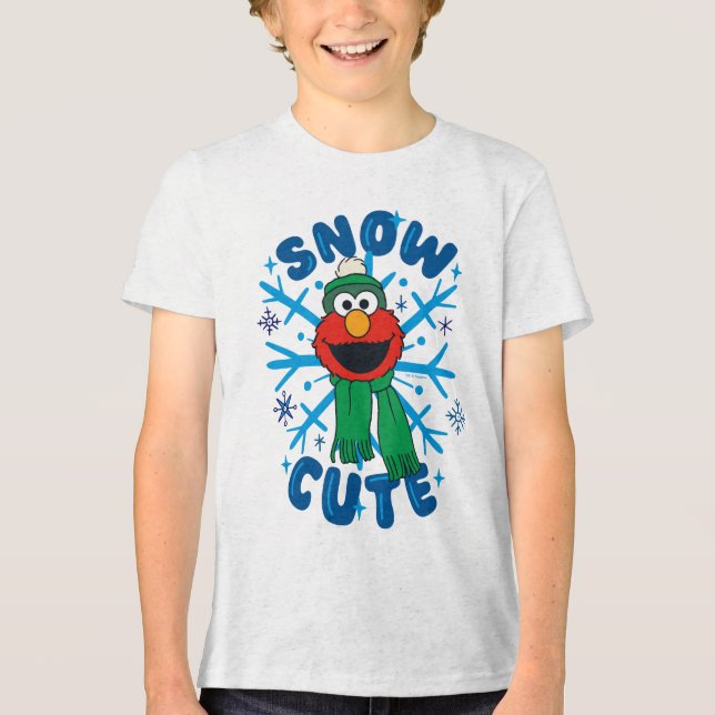 Elmo Snow Niedlich Tri-Blend Shirt (Vorderseite)
