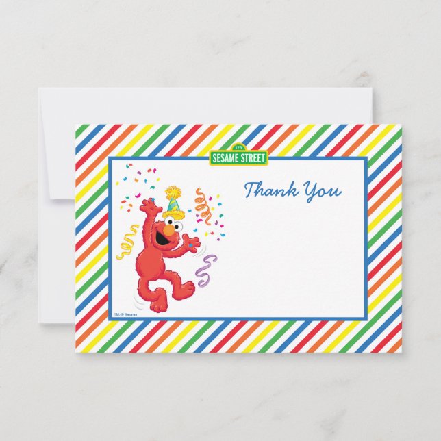 Elmo Striped Anniversaire Merci Cartes (Devant)