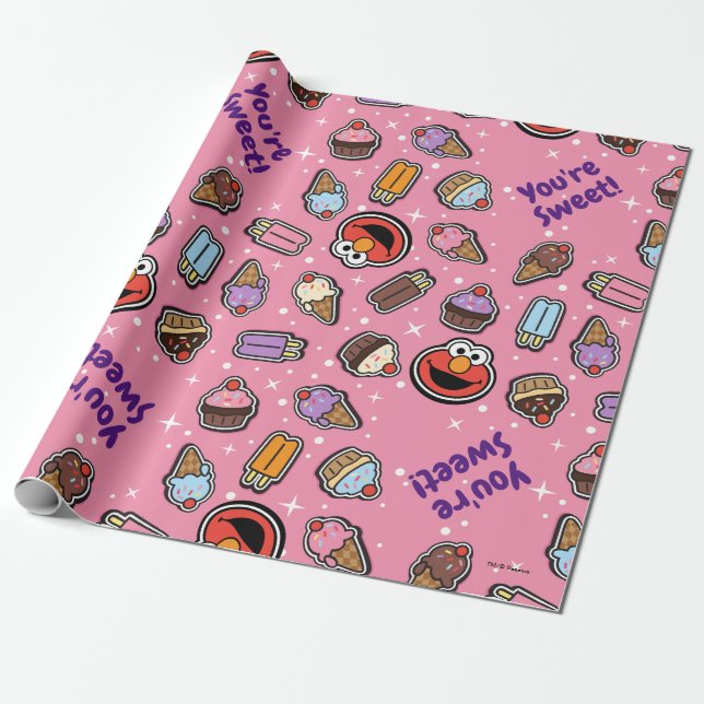 Elmo Sweet Leckerei Sticker Pattern Geschenkpapier (Ungerollt)