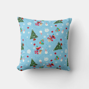 Elmo & Tango Blaues Weihnachtsmuster Kissen