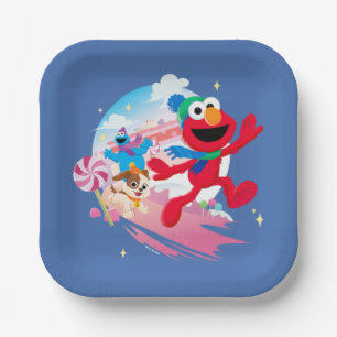 Elmo, Tango & Cookie Monster Best Christmas Ever Pappteller