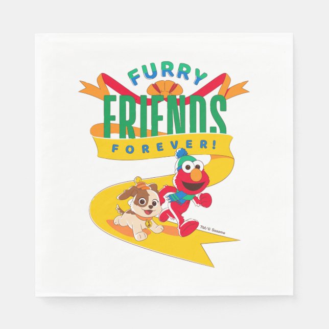Elmo & Tango | Furry Friends Forever Serviette (Vorderseite)