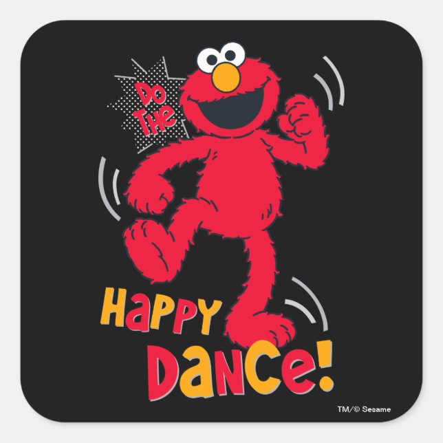 Elmo | Tanzt glücklich Quadratischer Aufkleber (Vorderseite)