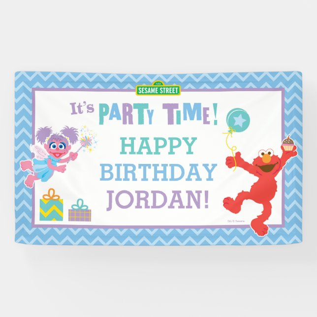 Elmo und Abby Birthday Banner (Horizontal)