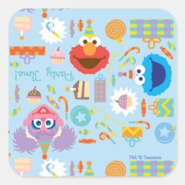Elmo und Abby Birthday Quadratischer Aufkleber