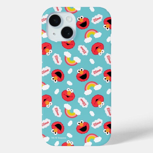 Elmo und Rainbows Pattern iPhone 15 Hülle (Rückseite)