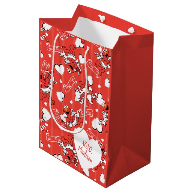 Elmo Valentinus Cupid Mittlere Geschenktüte (Vorderseite Schrägansicht)