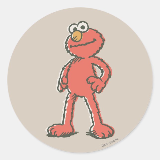 Elmo Vintag Runder Aufkleber (Vorderseite)