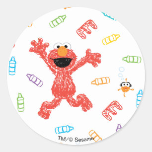 Elmo-Wachsmalstift-Muster Runder Aufkleber