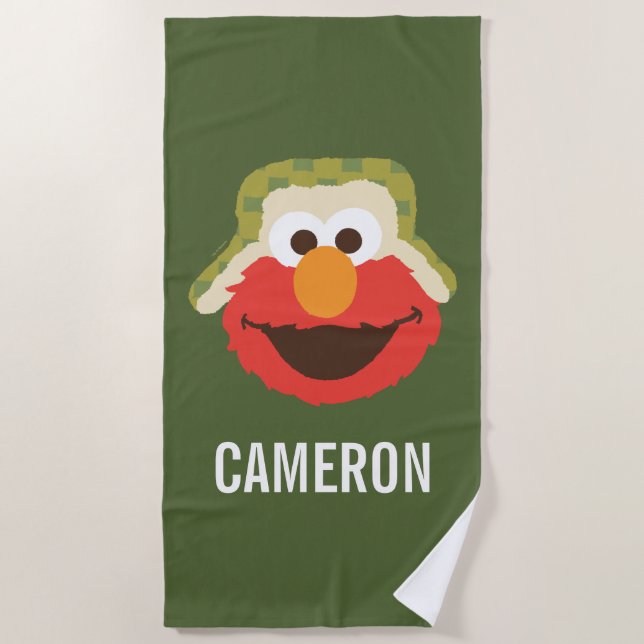 Elmo Woodland Face | Name hinzufügen Strandtuch (Vorderseite)
