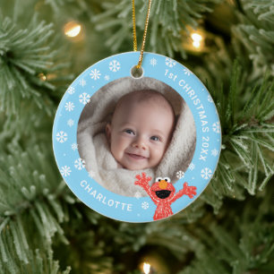 Elmos erstes Weihnachtsfoto als Keramik-Ornament Keramik Ornament