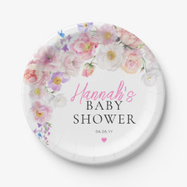 Eloise Pink Floral Baby Dusche Pappteller
