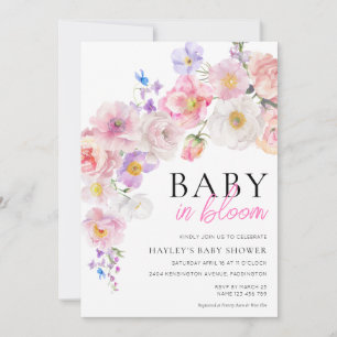 Eloise Pink Floral Baby in Bloom Baby Dusche Einladung