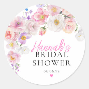 Eloise Rosa Florale Bridal Dusche Runder Aufkleber